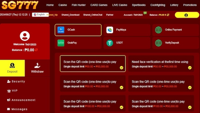 Introducing Deposit Methods at SG777